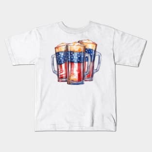 4th Of July Beer Cups Kids T-Shirt